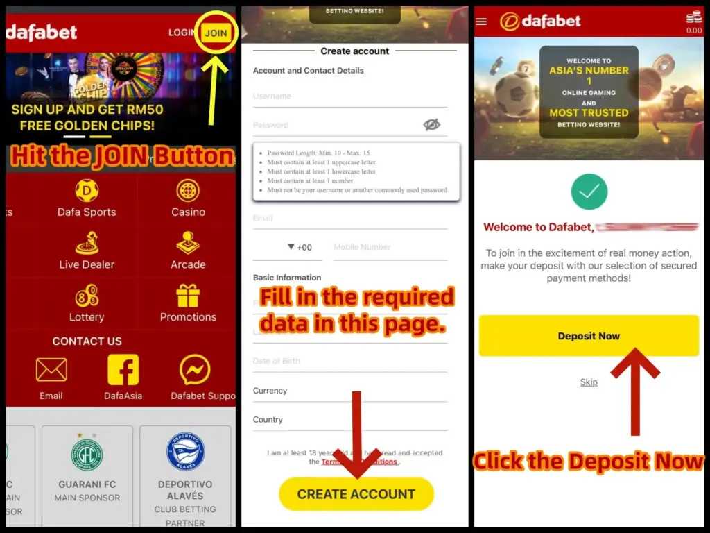 Dafabet registration