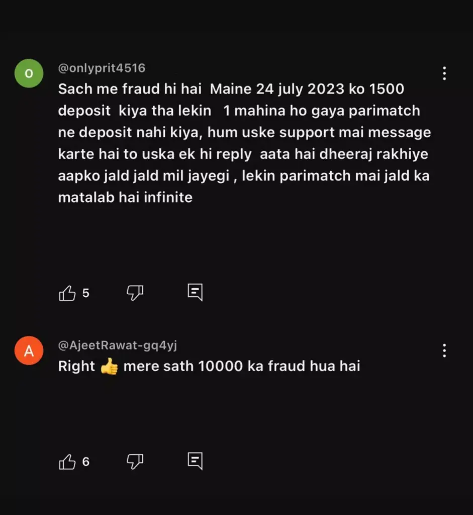 Parimatch India Fraud