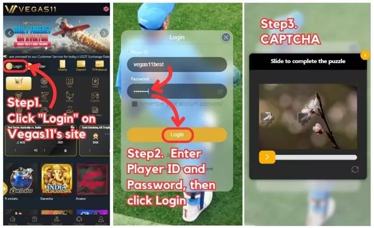Vegas11 login steps