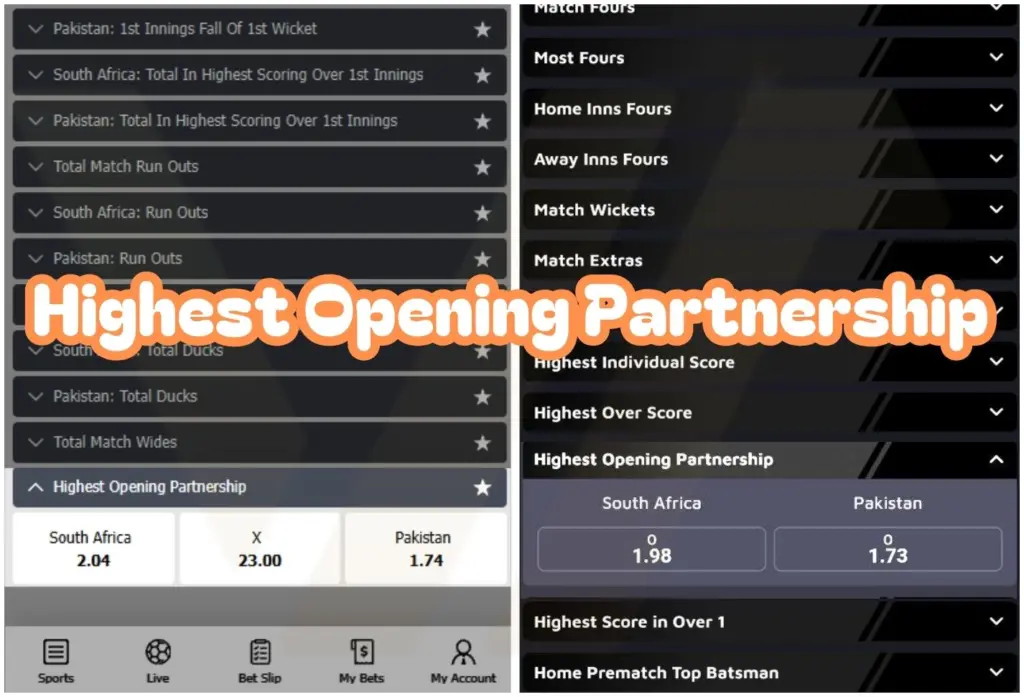 Cricket Betting Types Highest Opening Partnership