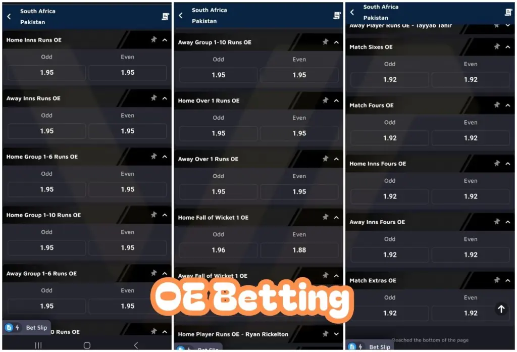 Cricket Betting Types OE Betting