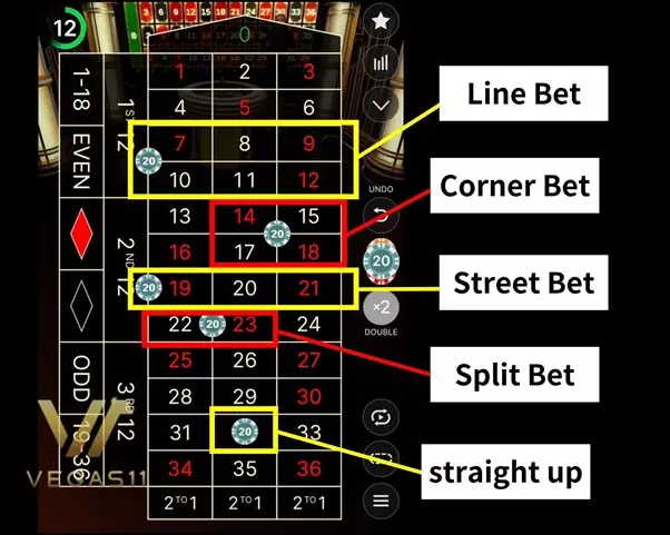 Types of Lightning Roulette Bets