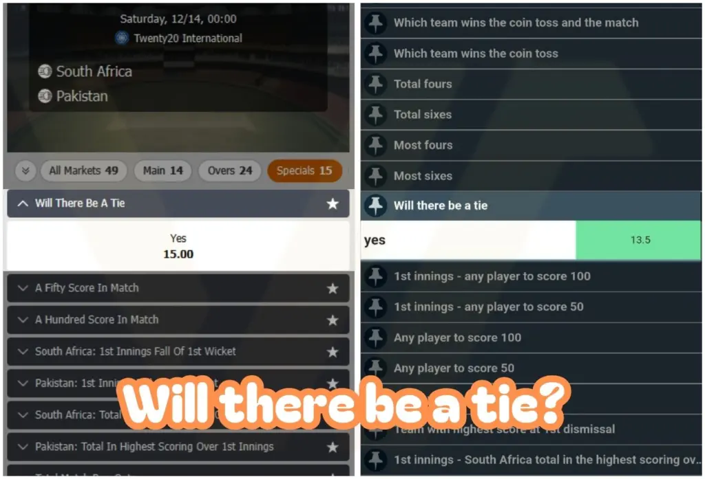 Cricket Betting Types Will there be a tie