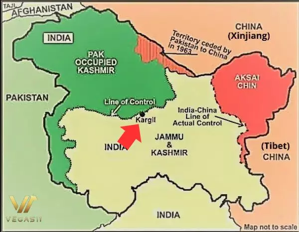 The border area of India, Pakistan, and China – Kashmir