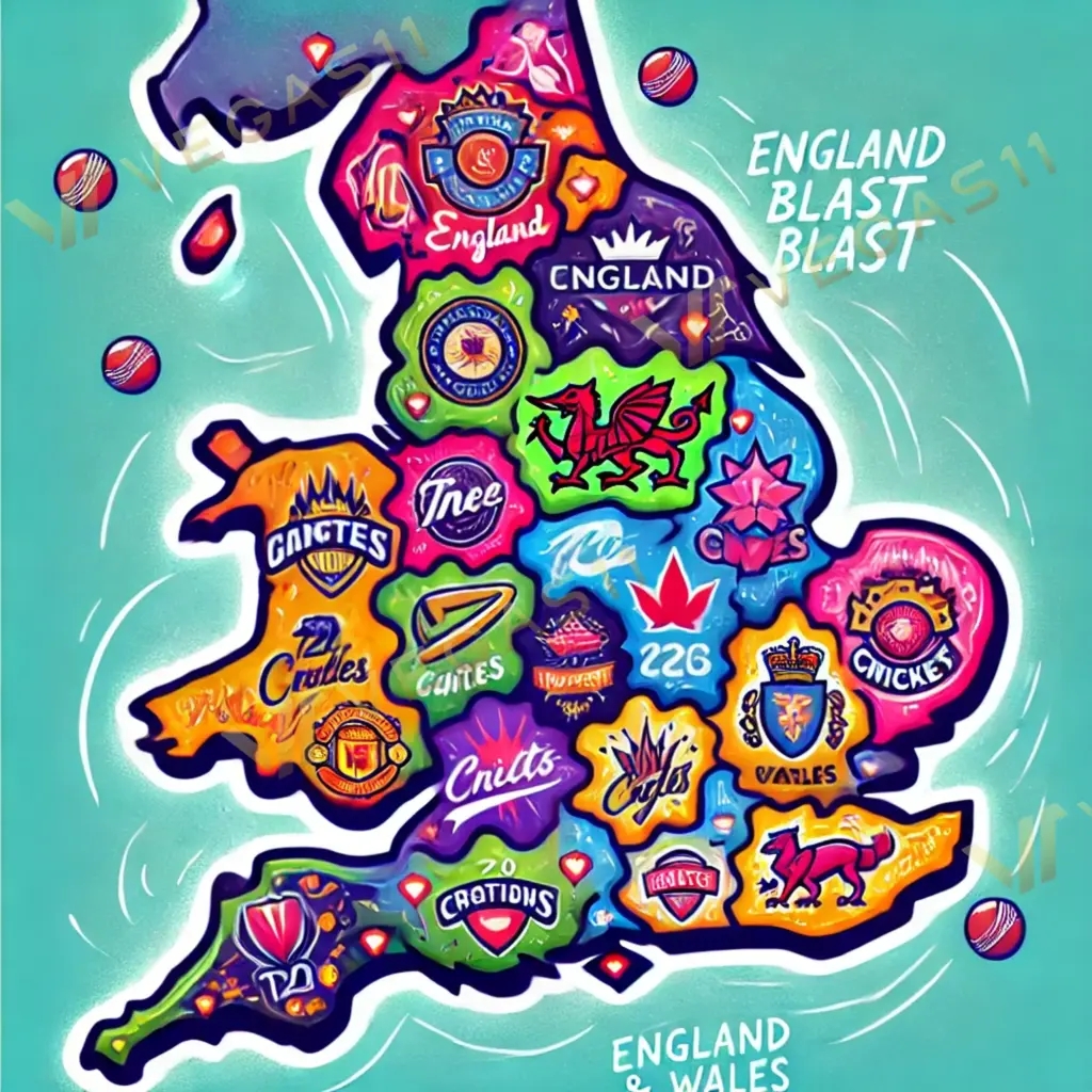 T20 Blast team county distribution map