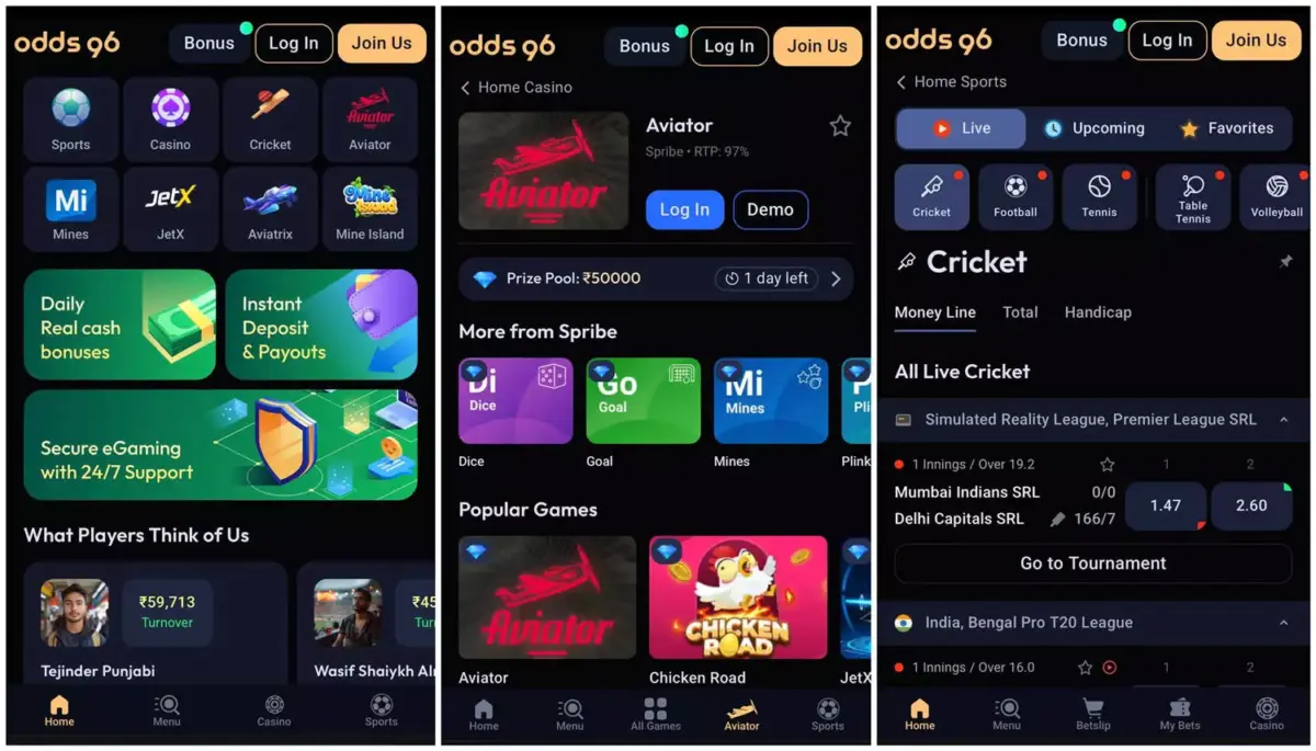 Odds96 casino games & sportsbook