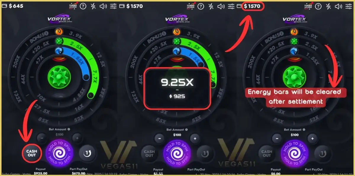 All Payouts in Vortex Casino Game