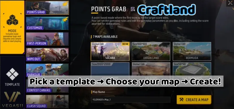 Free fire game mode: Craftland